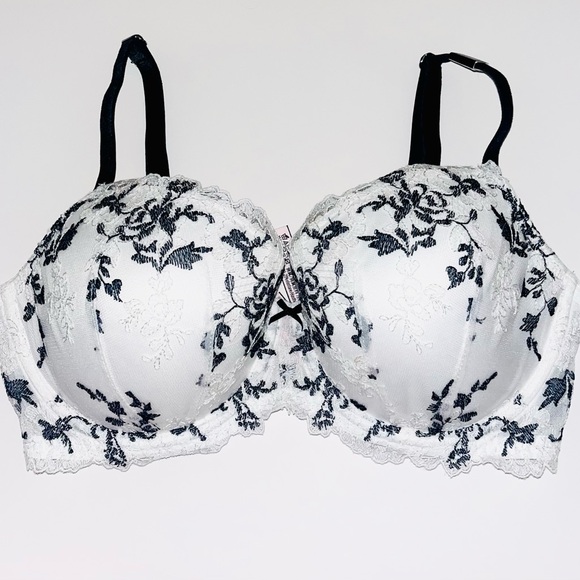 Elegant Lace Underwire Bra - Black and White VICTORIAS SECRET - Picture 1 of 10